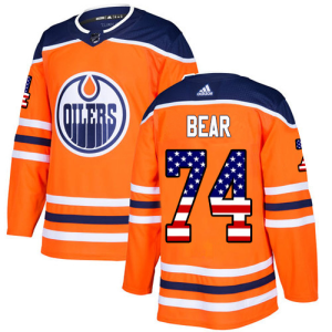 Herren Edmonton Oilers Eishockey Trikot Ethan Bear #74 Orange Heim USA Flag